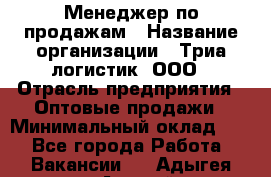 Менеджер по продажам › Название организации ­ Триа логистик, ООО › Отрасль предприятия ­ Оптовые продажи › Минимальный оклад ­ 1 - Все города Работа » Вакансии   . Адыгея респ.,Адыгейск г.